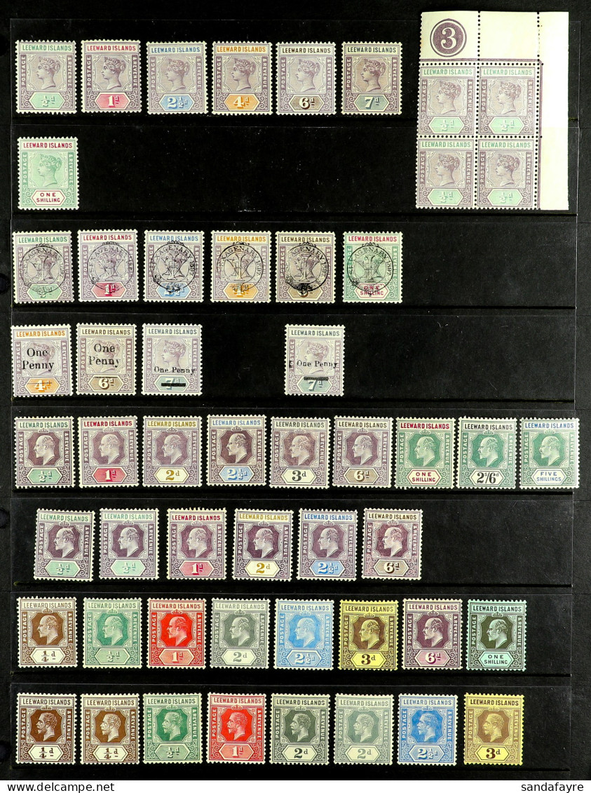 1890 - 1954 MINT COLLECTION Of Around 180 Stamps On Protective Pages, Comprehensive Incl Sets, Varieties, Sets And Highe - Leeward  Islands