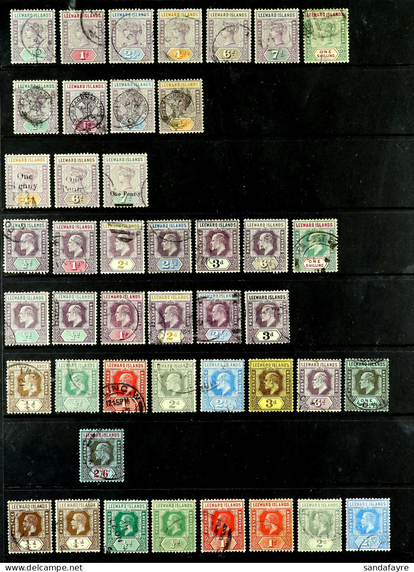 1890 - 1954 USED COLLECTION Of Around 150 Stamps On Protective Pages, Comprehensive Incl Sets, Higher Values To ?1 (2, D - Leeward  Islands