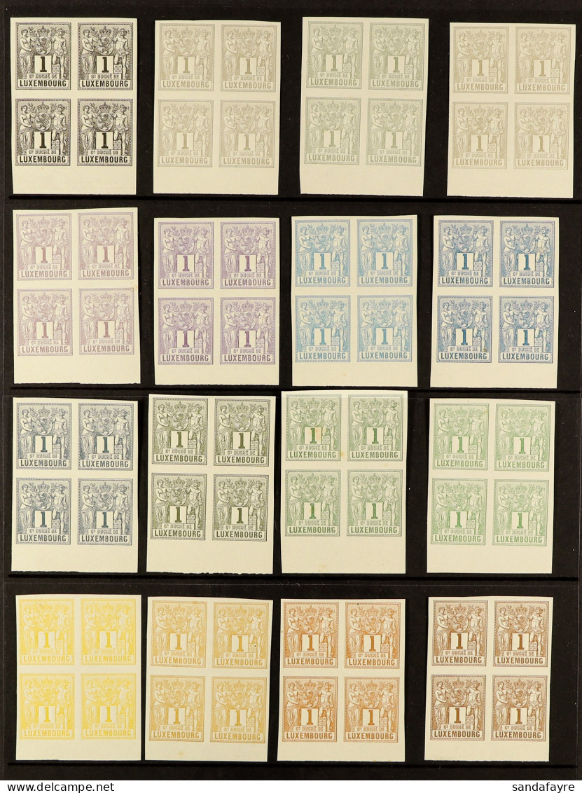 1882 1c 'Agriculture And Trade' Allegory - 24 IMPERF BLOCKS In Different Colours, On Ungummed Paper (as SG 81, Michel 45 - Sonstige & Ohne Zuordnung