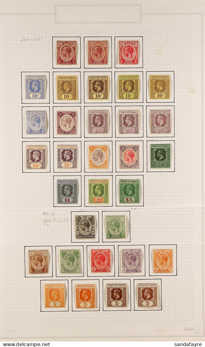 1921 - 1933 Set To $5 (SG 218/240a) With Additional 5c Orange Die II, 5c Brown Die I, 10c Purple/pale Yellow Die II, 10c - Straits Settlements