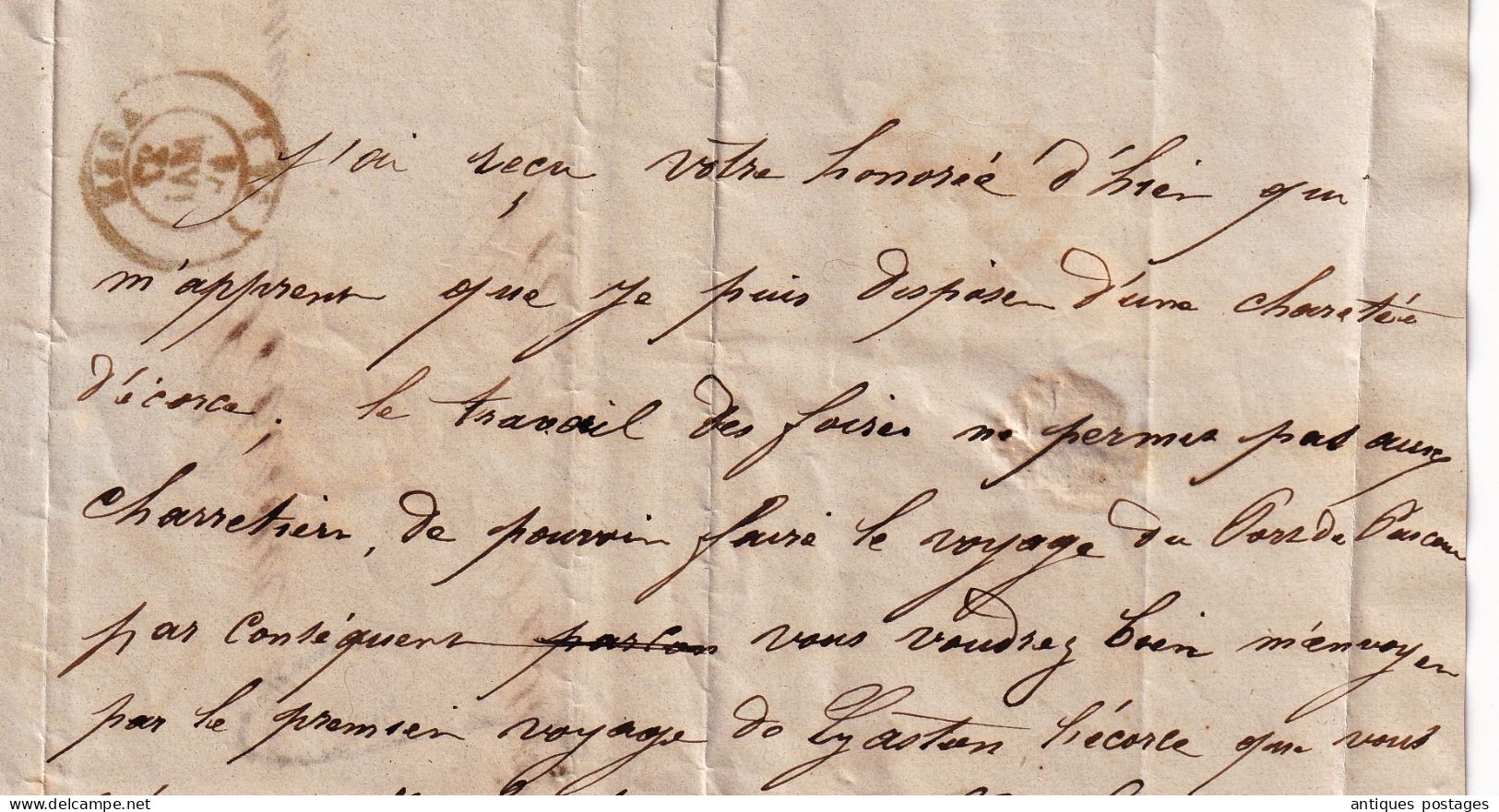 Lettre 1849  Agen Casse Lot et Garonne pour Port de Pascau Saint-Léger Cachet Damazan Pébéreau