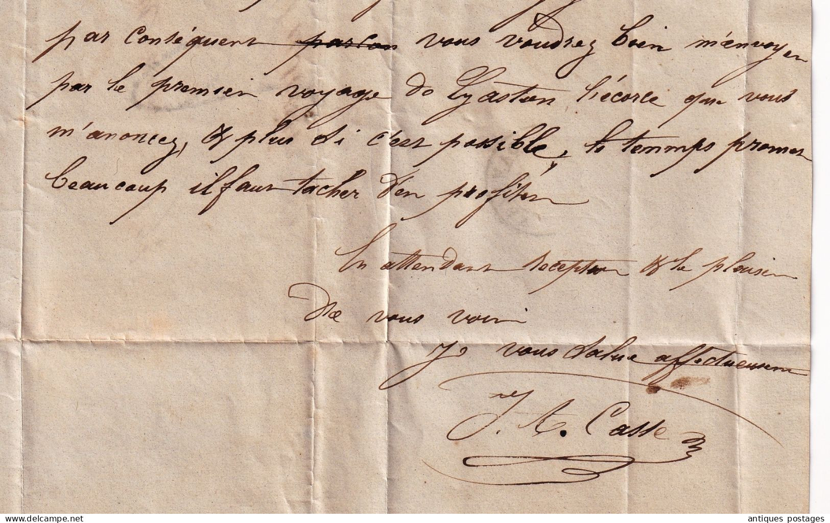 Lettre 1849  Agen Casse Lot et Garonne pour Port de Pascau Saint-Léger Cachet Damazan Pébéreau