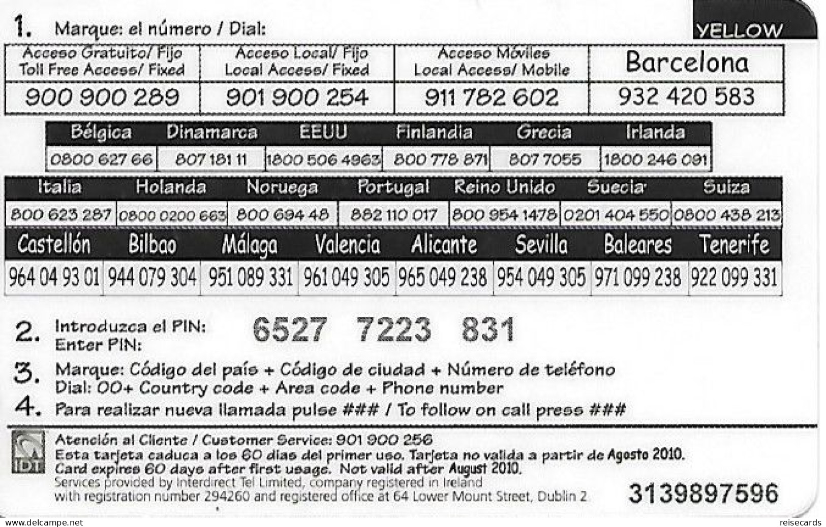 Spain: Prepaid IDT - Yellow 08.10 - Altri & Non Classificati