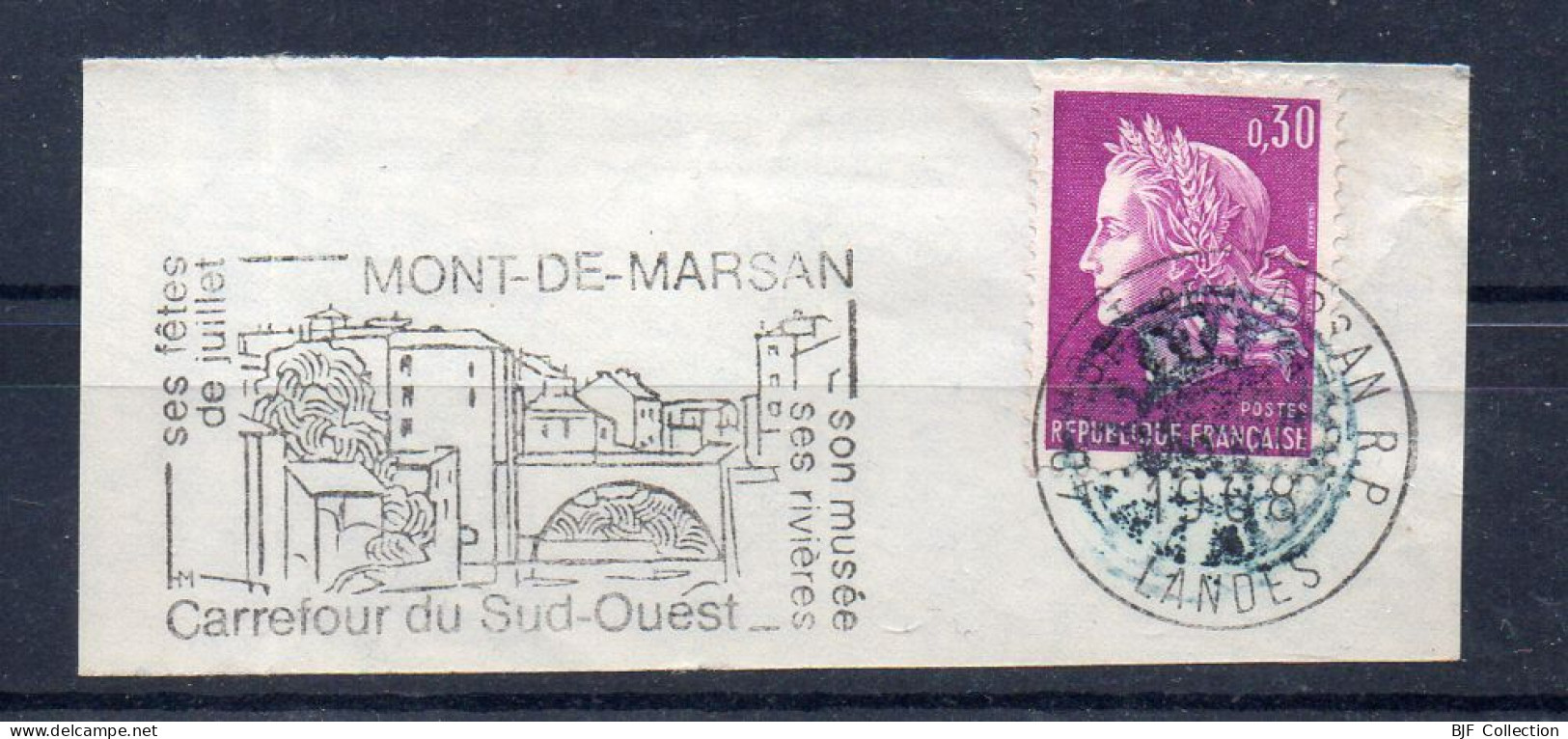 Flamme Illustrée : (40) MONT-DE-MARSAN R.P. – ?/??/1968 (Flamme Sur Fragment) - Oblitérations Mécaniques (flammes)