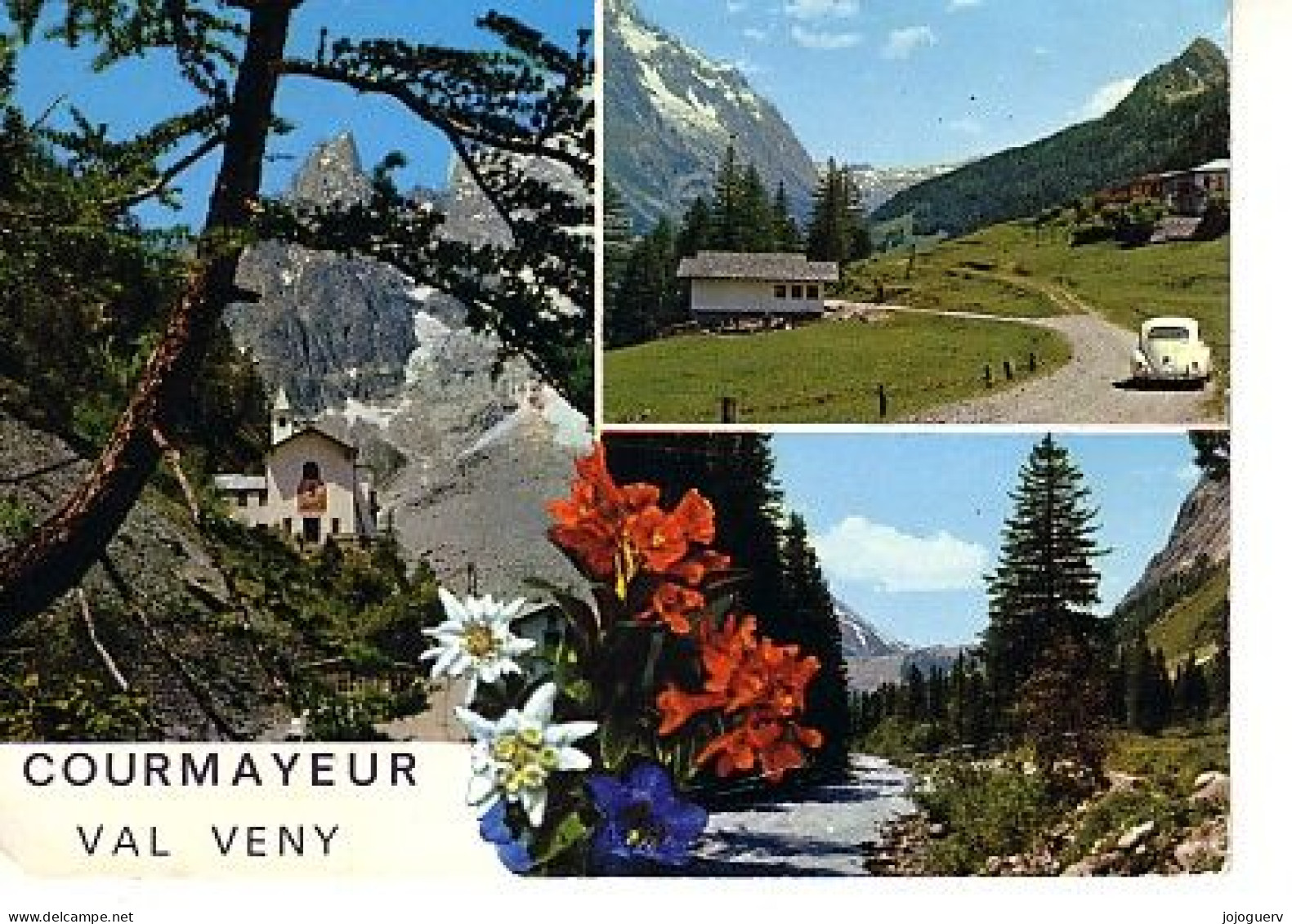 Courmayeur (Italie) Val Veny 3 Vues :(chapelle Coccinelle ; éditeur: Fotocolor Brunner Como écrite En 1971 - Autres & Non Classés