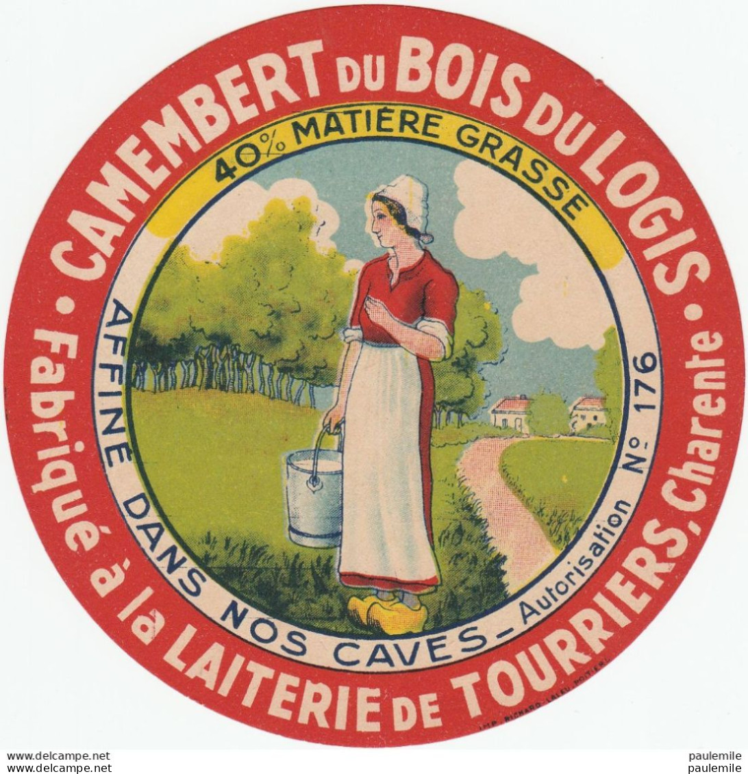 ETIQUETTE DE  CAMEMBERT LAITERIE DE TOURRIERS - Quesos