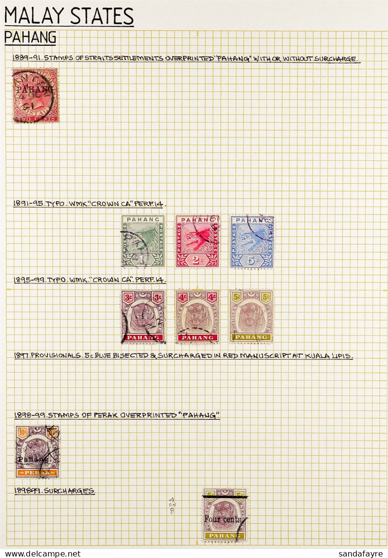 PAHANG 1889 - 1965 COLLECTION Of 68 Very Fine Used Stamps On Several Album Pages, Note 1889 2c Pale Rose SG 1, 1891 Leap - Sonstige & Ohne Zuordnung