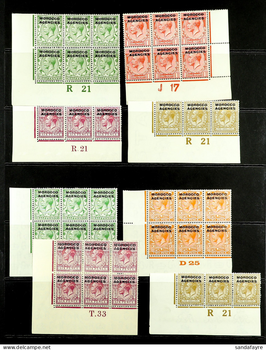 BRITISH 1914 - 1931 Seven Sheet Corner Blocks And Strips With Control Cylinder Numbers, Note ?d R21 Block 6, 1d J17 Bloc - Andere & Zonder Classificatie