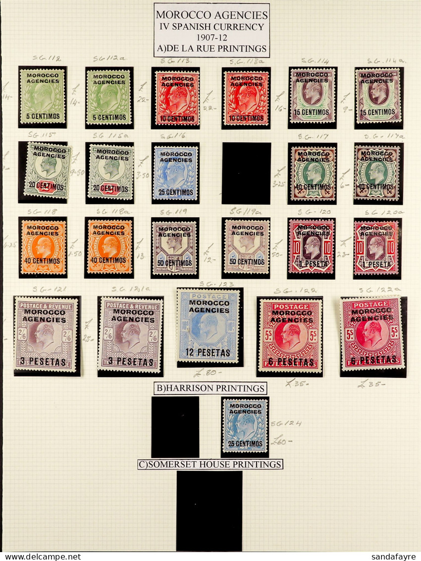 SPANISH CURRENCY 1907 - 1952 COLLECTION Of 78 Mint Stamps On Album Pages, Note 1907-12 Set With Additional Shades To 6p  - Other & Unclassified