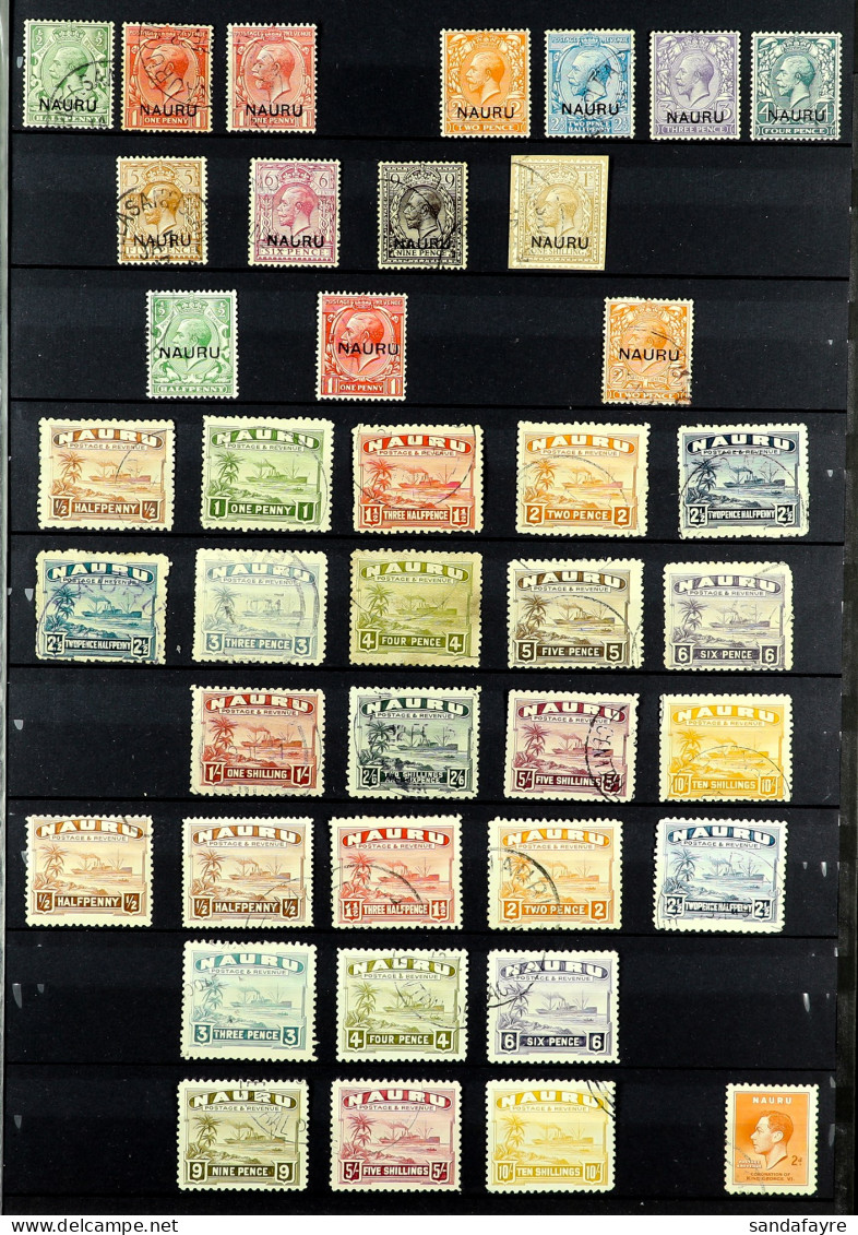 1916 - 1948 COLLECTION Of 40 Used Stamps On Protective Page, Includes Freighters To 5s & 10s, Very Fine. - Nauru
