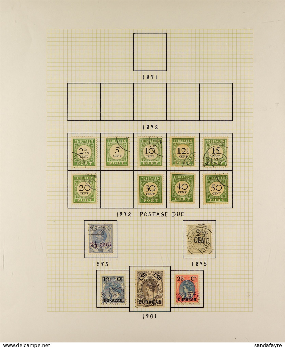 CURACAO 1892 - 1929 Mint And Used Collection Of 90 Stamps On Album Pages, Includes Sets. Stc ?1100+. - Andere & Zonder Classificatie