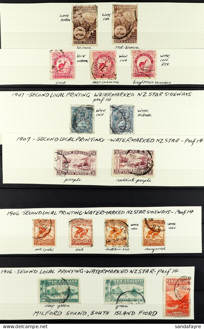 1902 - 1907 PICTORIALS SPECIALISED COLLECTION Of 75 Used Stamps, Note 1902-07 NZ Single Wmk Set (SG 308-338), Incl. Perf - Andere & Zonder Classificatie
