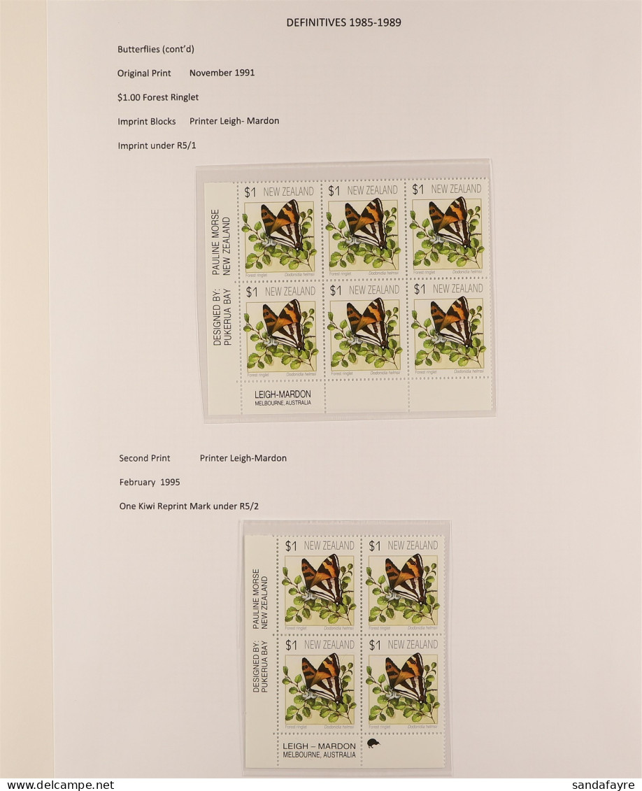 1991 - 1997 BUTTERFLIES DEFINITIVES Collection Of 18 Never Hinged Mint Imprint Blocks, Near-complete (only The $4 With 2 - Other & Unclassified