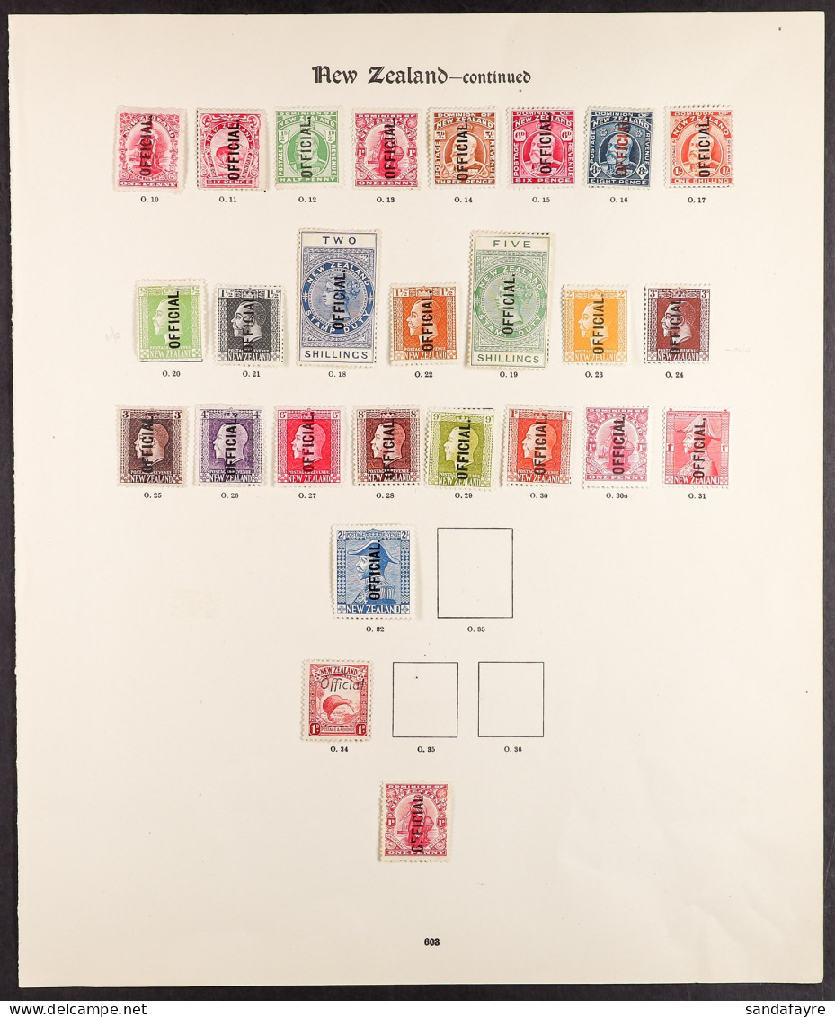 OFFICIAL STAMPS 1908 - 1936 Collection Of 26 Mint Stamps On A Single Album Page Includes 1908-09 6d Pink, 1910-16 Set, 1 - Other & Unclassified