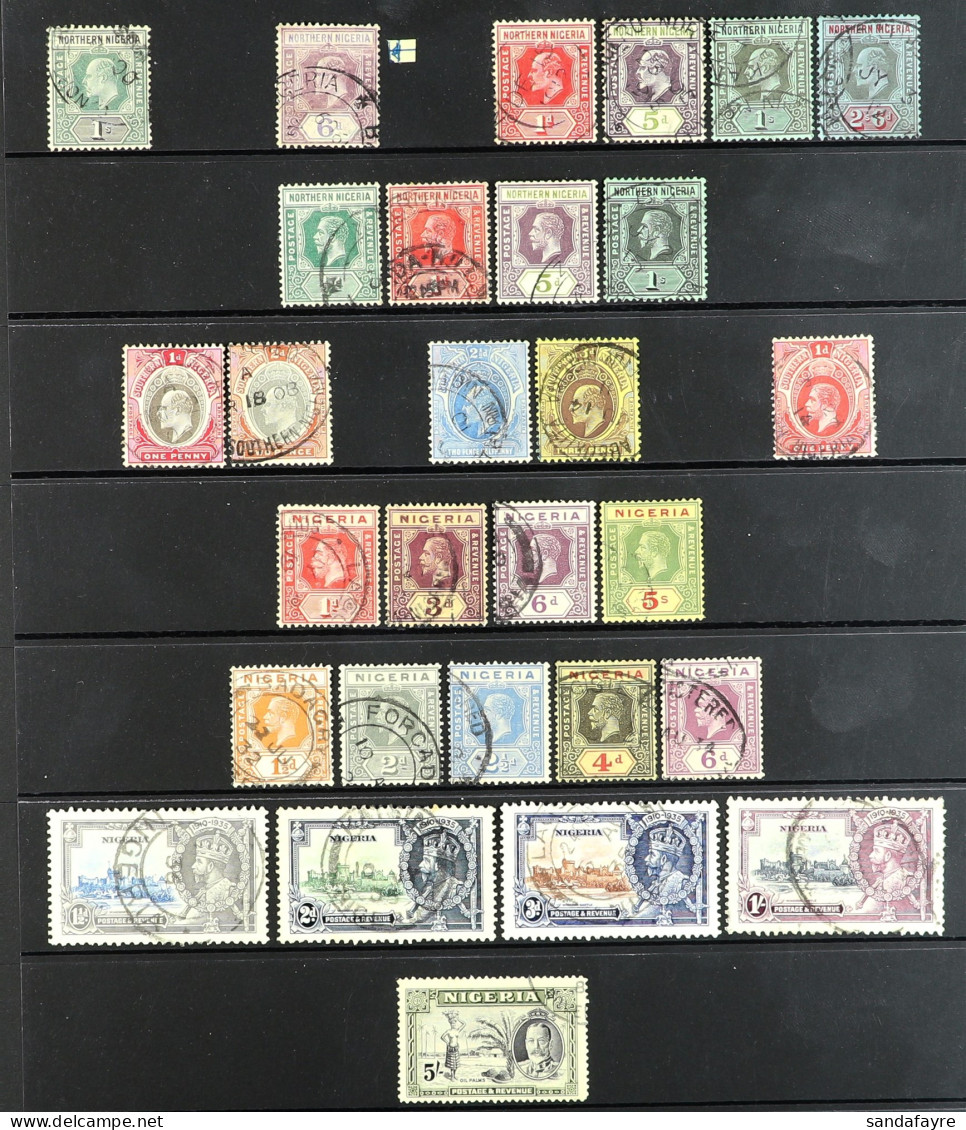 1902 - 1936 COLLECTION Of 29 Used Stamps On Protective Page Incl. Northern Nigeria Incl 1905-07 6d With 'damaged Frame A - Nigeria (...-1960)