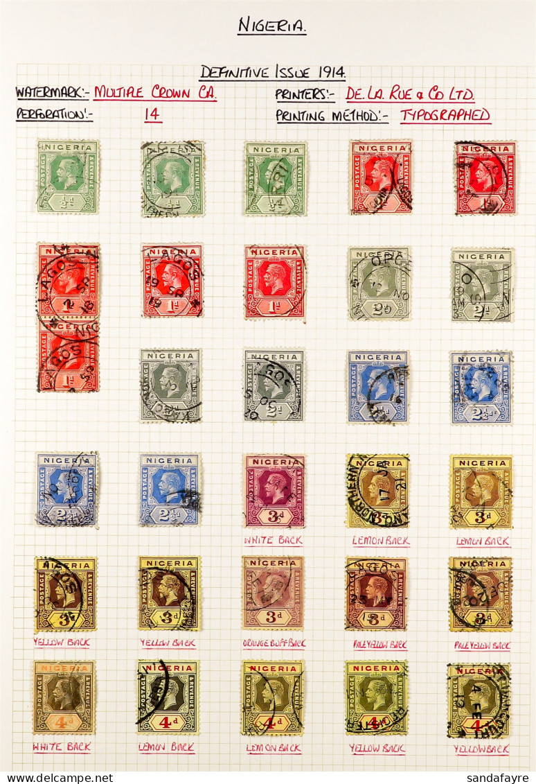 1914 - 1935  COLLECTION Of Over 110 Used Stamps With Some Semi-specialisation Of Shades, Papers & Dies. - Nigeria (...-1960)