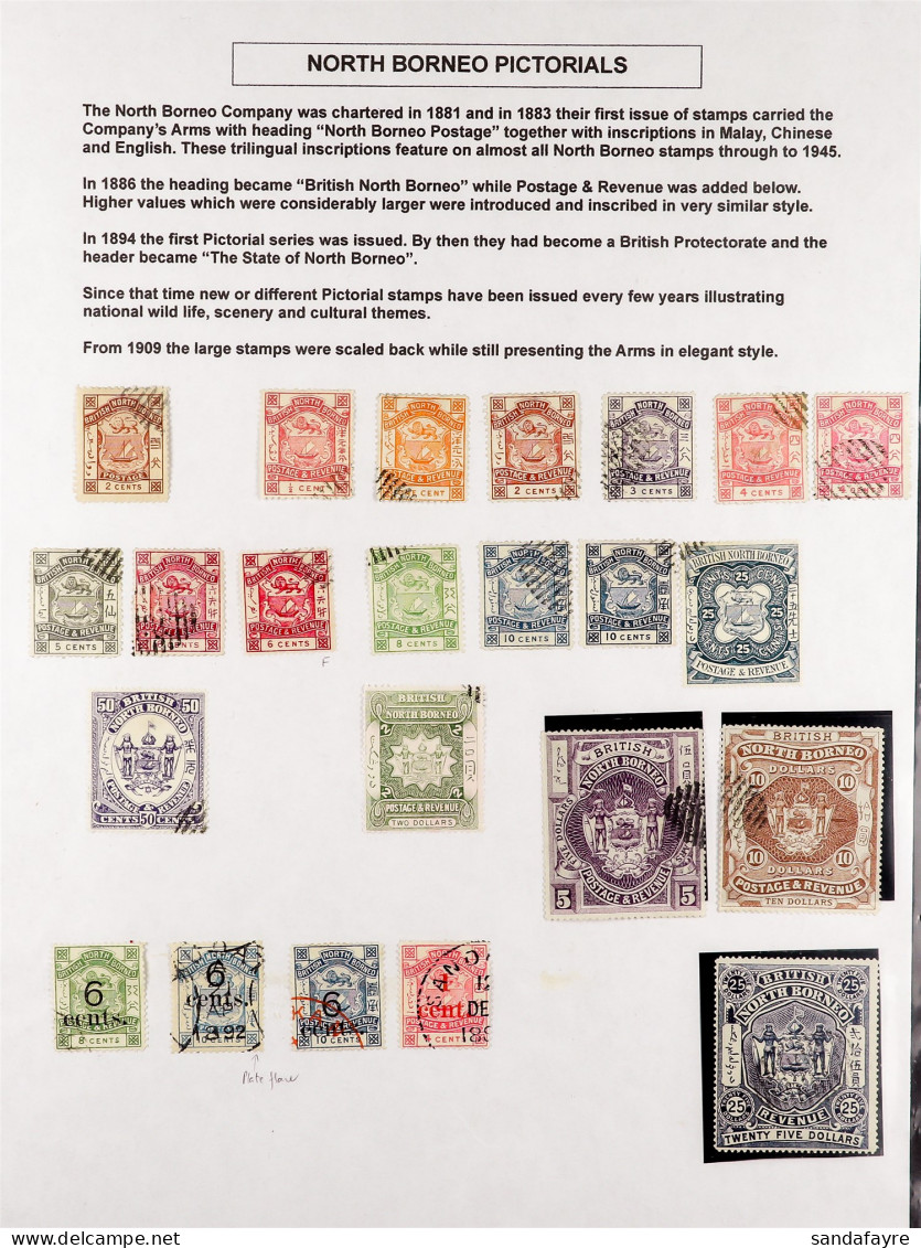1886 - 1931 FINE USED COLLECTION Of Over 180 Stamps On Leaves, Note 1886-87 2c, 1889 To $10, 1894 Set, 1894 $1, 1895 Sur - Noord Borneo (...-1963)