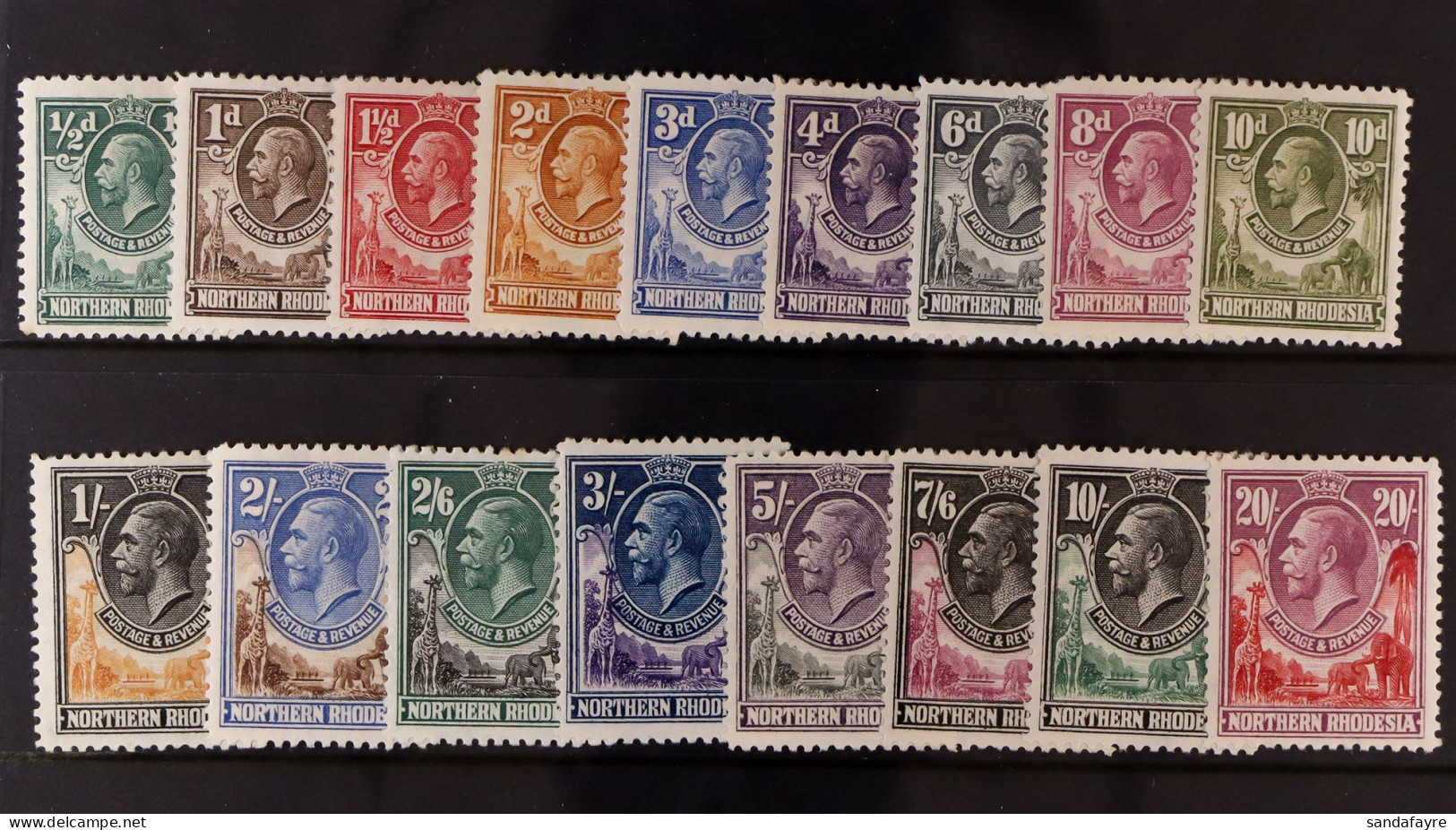 1925-29 Complete Set, SG 1/17, Fine Mint. Cat. ?800 (17 Stamps) - Northern Rhodesia (...-1963)