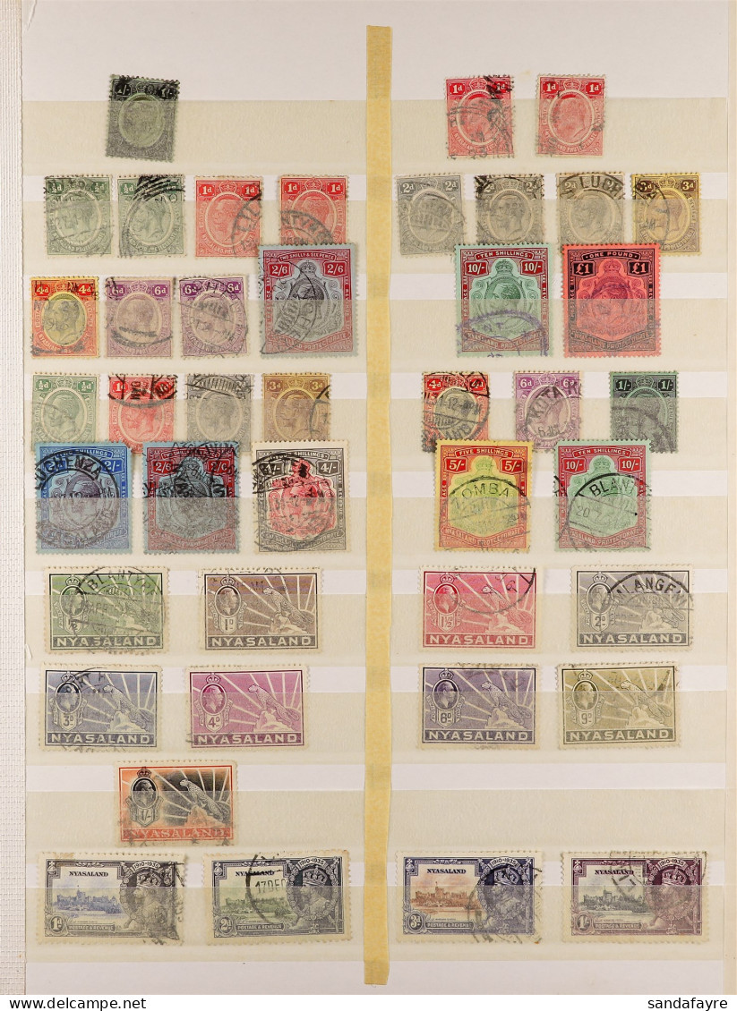 1908 - 1935 COLLECTION Of 42 Used Stamps On Protective Page, Includes Sets, Higher Values, Stc ?540 Not Including Fiscal - Nyassaland (1907-1953)