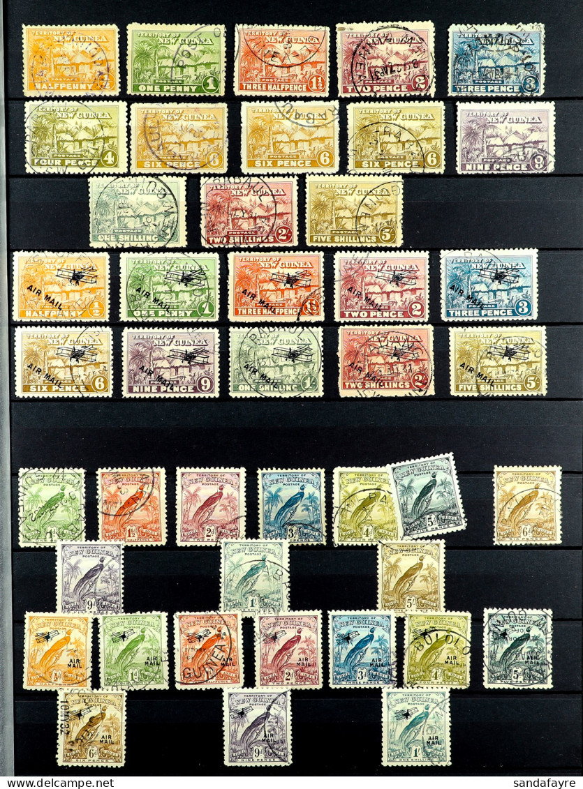 1925 - 1939 USED COLLECTION On Protective Pages, Many Higher / Top Values, Sets, 1935 ?2 Violet 'Bulolo Goldfield', 1939 - Papua New Guinea