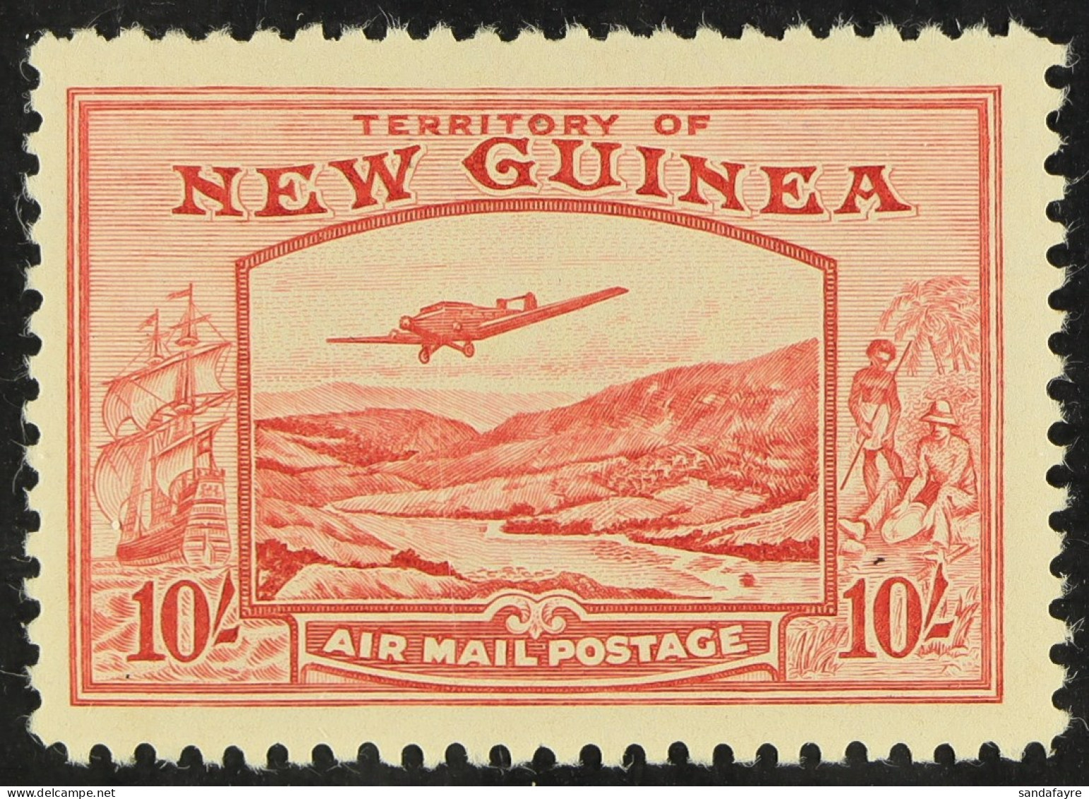 1939 10s Pink Air, SG 224, Very Fine Mint. Cat. ?600. - Papua New Guinea