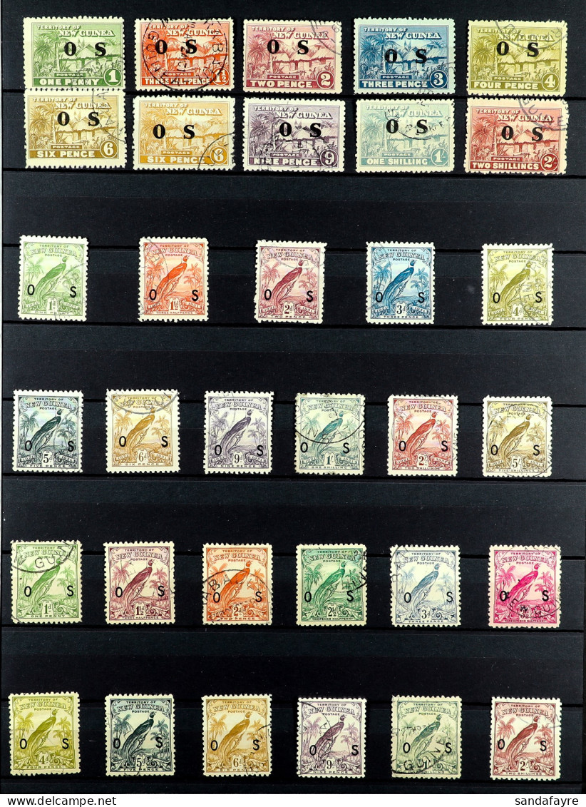 OFFICIALS 1925 - 1934 USED COLLECTION Of 33 Stamps On Protective Page Incl 1925-31 Set With Both 6d Shades, 1931 Set, 19 - Papua New Guinea