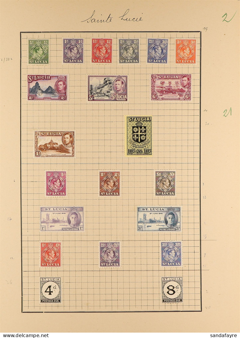 1935 - 1947 'SPECIMEN' STAMPS. 40 Stamps Affixed To Two Archival Pages, The 1935 Silver Jubilee Set, 1936 Set, 1937 Coro - Ste Lucie (...-1978)