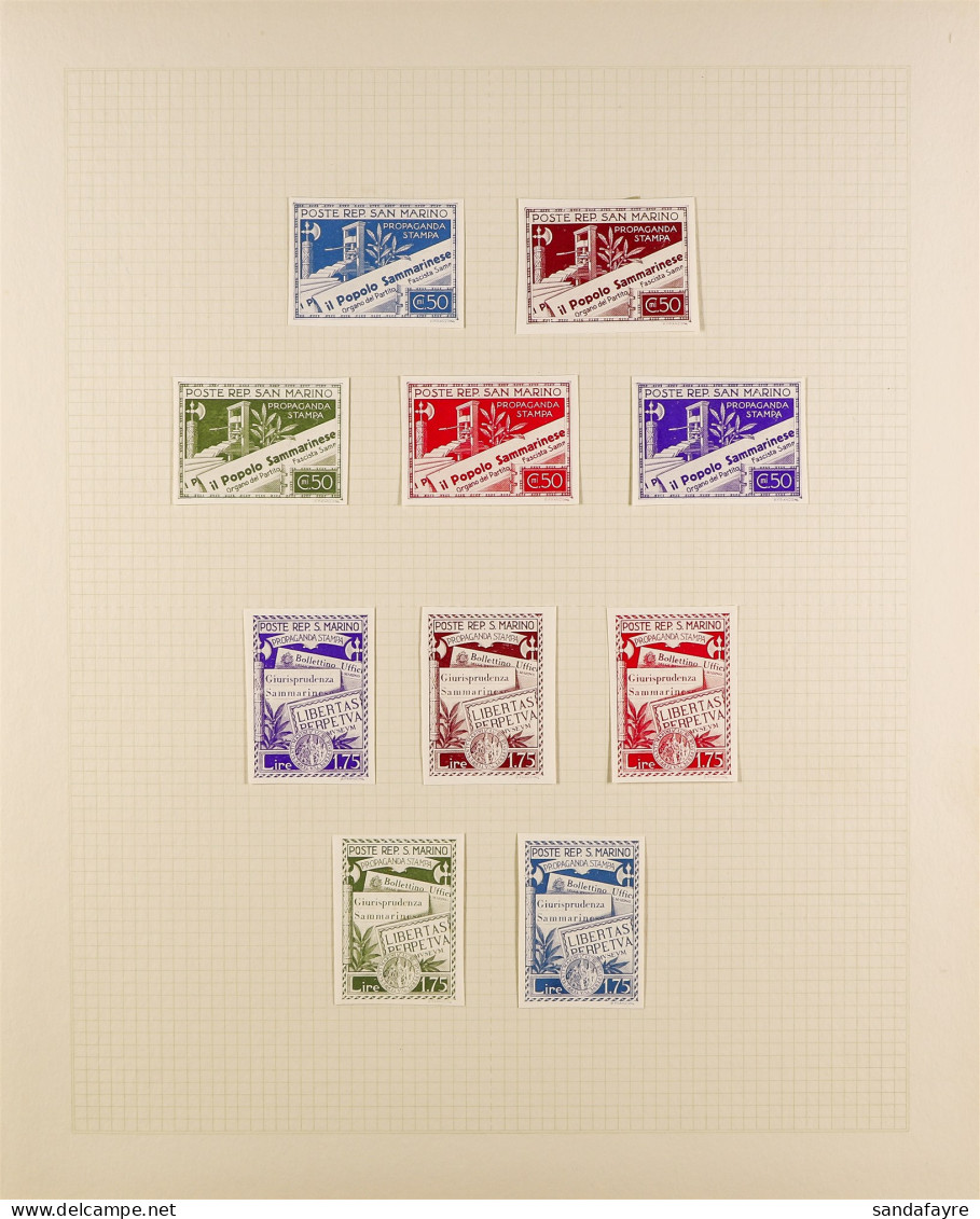 1943 COLOUR TRIALS. 25 Imperf Proofs On Surfaced Card, Each In Five Different Colours, Note 1943 Propaganda Press 50c (a - Autres & Non Classés