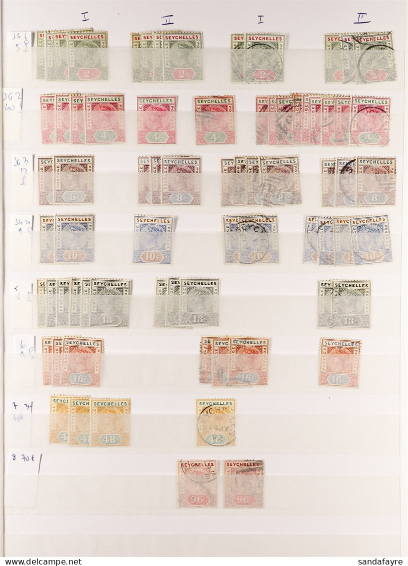 1890 - 1937 ACCUMULATION Of Approx 350 Mint & Used Stamps On Protective Pages, Includes Sets & Higher Values. - Seychellen (...-1976)