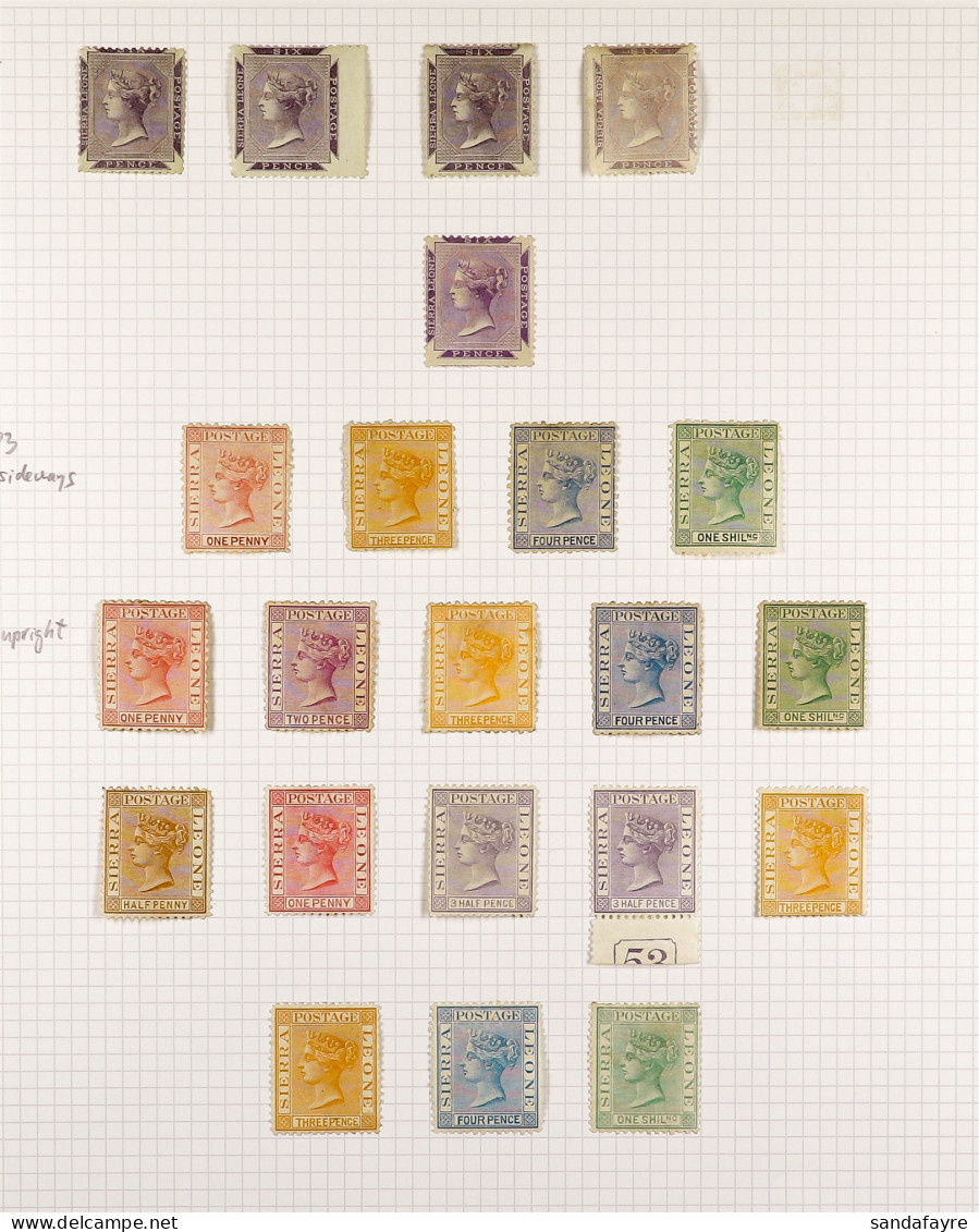 1859 - 1897 MINT COLLECTION On Pages, Note 1859-74 6d Grey-lilac (4), 6d Reddish Lilac, 1872-73 Wmk Sideways Set & Wmk U - Sierra Leona (...-1960)