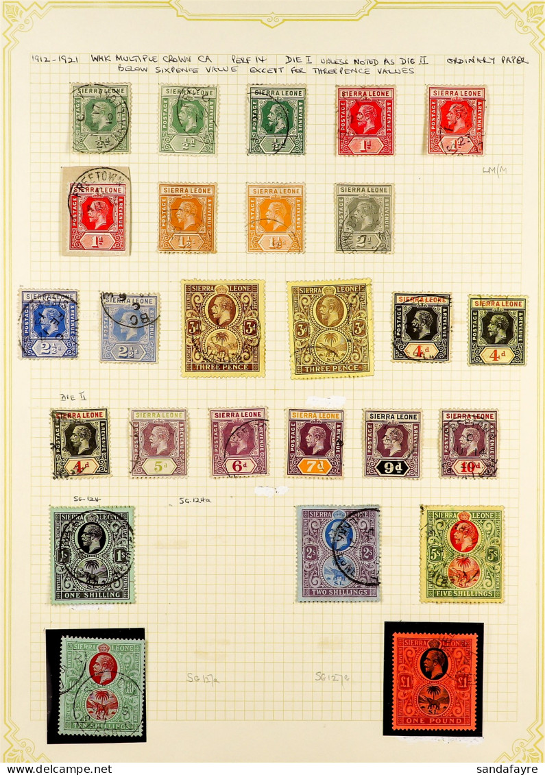 1903 - 1935 USED COLLECTION On Pages, Note 1903 Set To 2s, 1904-05 Set To 5s, 1907-12 Set To 5s, 1912-21 Set To ?1 With  - Sierra Leona (...-1960)