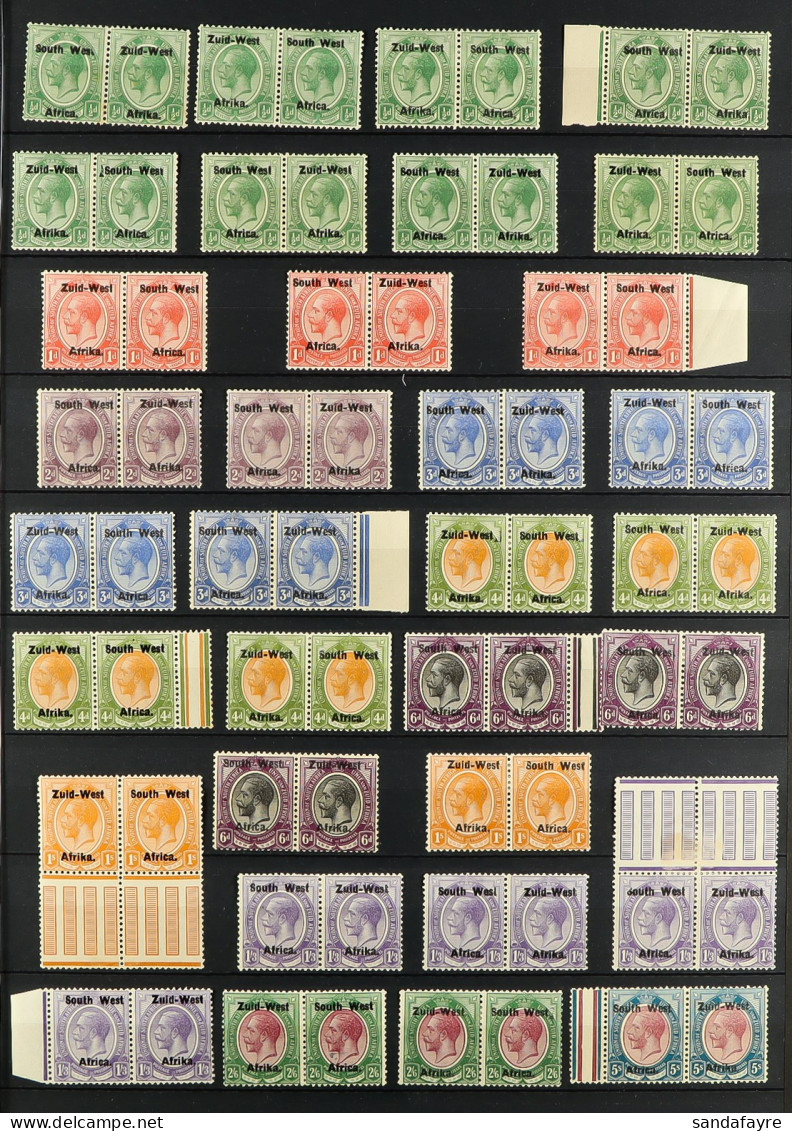 1923 MINT / NEVER HINGED MINT 'FIRST SETTING' COLLECTION Of 33 Pairs From The 'Setting I' Issue With All Values To 5s (S - South West Africa (1923-1990)