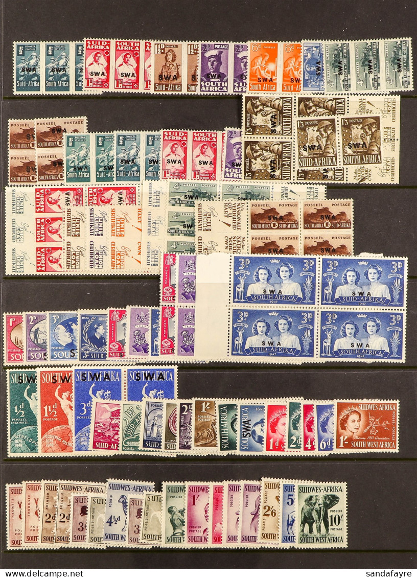 1926 - 1960 MINT / NEVER HINGED COLLECTION Of Around 180 Stamps On Protective Pages, All Sets. - South West Africa (1923-1990)