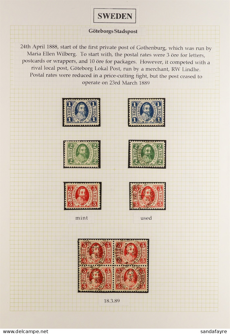GOTHENBERG LOCAL POST 1888 - 1926 Mint And Used Collection (50+ Stamps, 4 Covers). - Other & Unclassified