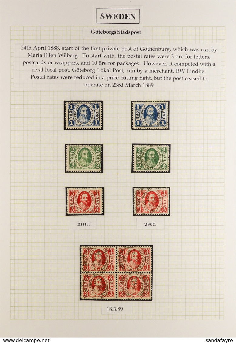 GOTHENBERG LOCAL POST 1888 - 1926 Mint And Used Collection (50+ Stamps, 4 Covers). - Sonstige & Ohne Zuordnung