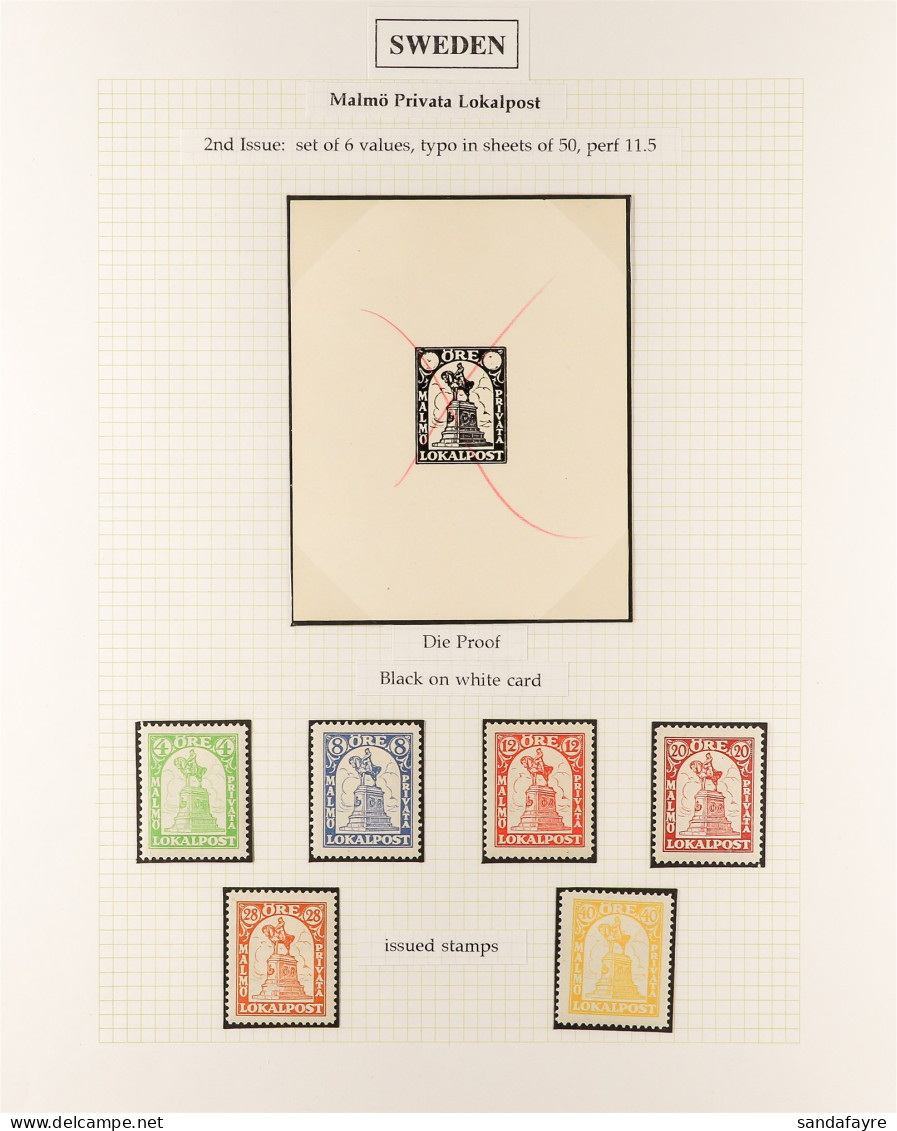 MALMO LOCAL POST COLLECTION Of 1926 Mint And Used Stamps, Proofs & Covers Including Some Complete Sheets, A Die Proof, A - Other & Unclassified