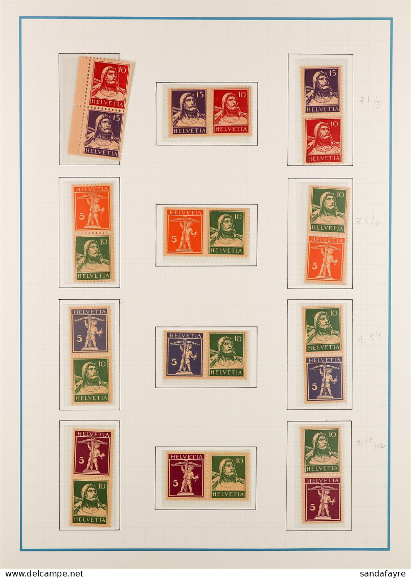 1915  -1990 SE-TENANT PAIRS AND STRIPS Collection Of Never Hinged Mint Pairs & Strips 3 Of The 1908-40 Tell Issue (Zumst - Andere & Zonder Classificatie