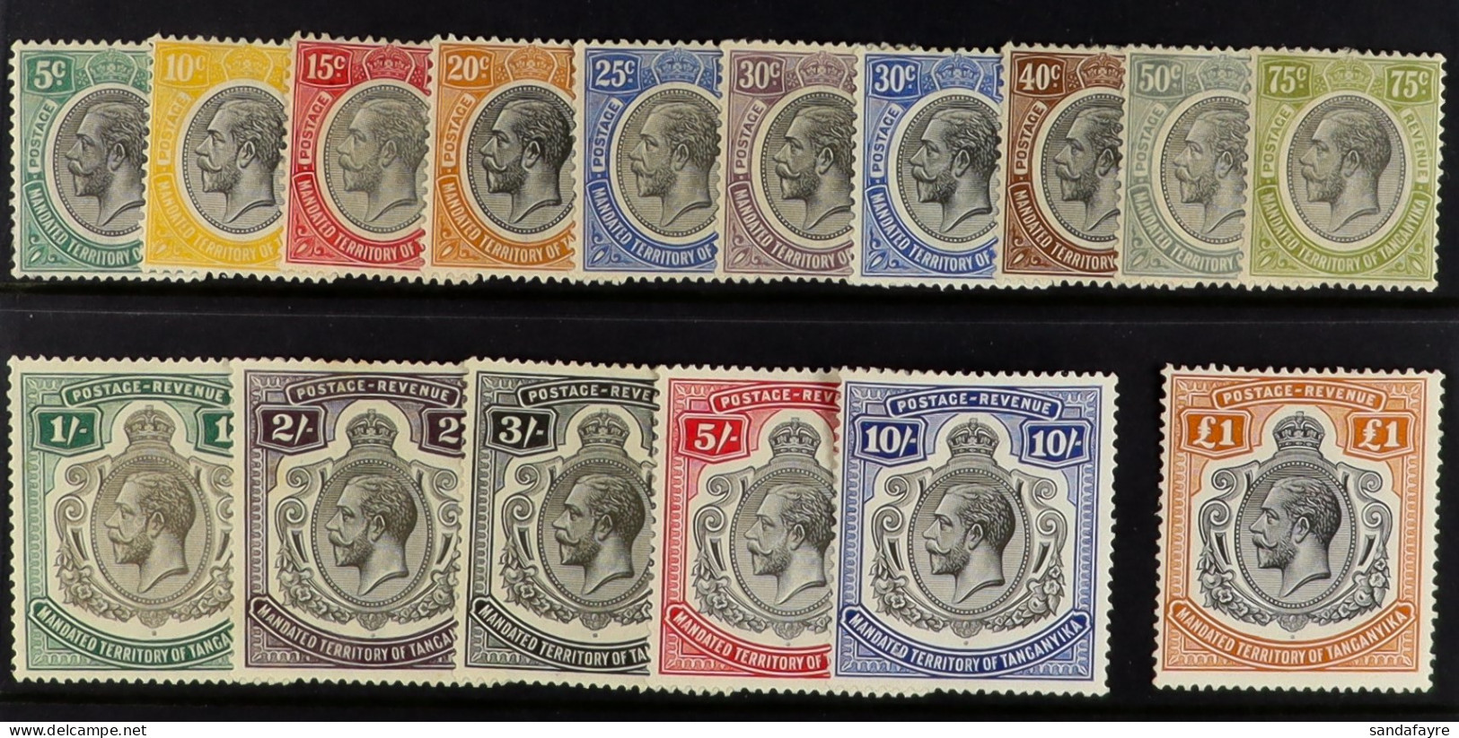 1927-31 Set, SG 93/107, Mint - The ?1 Value Never Hinged. Cat. ?500 (16 Stamps) - Tanganyika (...-1932)
