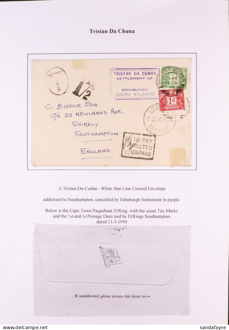 1950 (Feb) A Shipping Company Envelope To Southampton, Showing A Violet Type C11 Cachet, Cape Town Paquebot Cds, And ?d  - Tristan Da Cunha