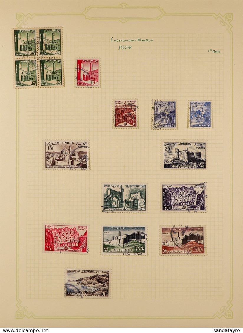 1956-90 Collection Of 500+ Used Stamps In Album, Many Sets, Blocks Etc. - Tunisie (1956-...)