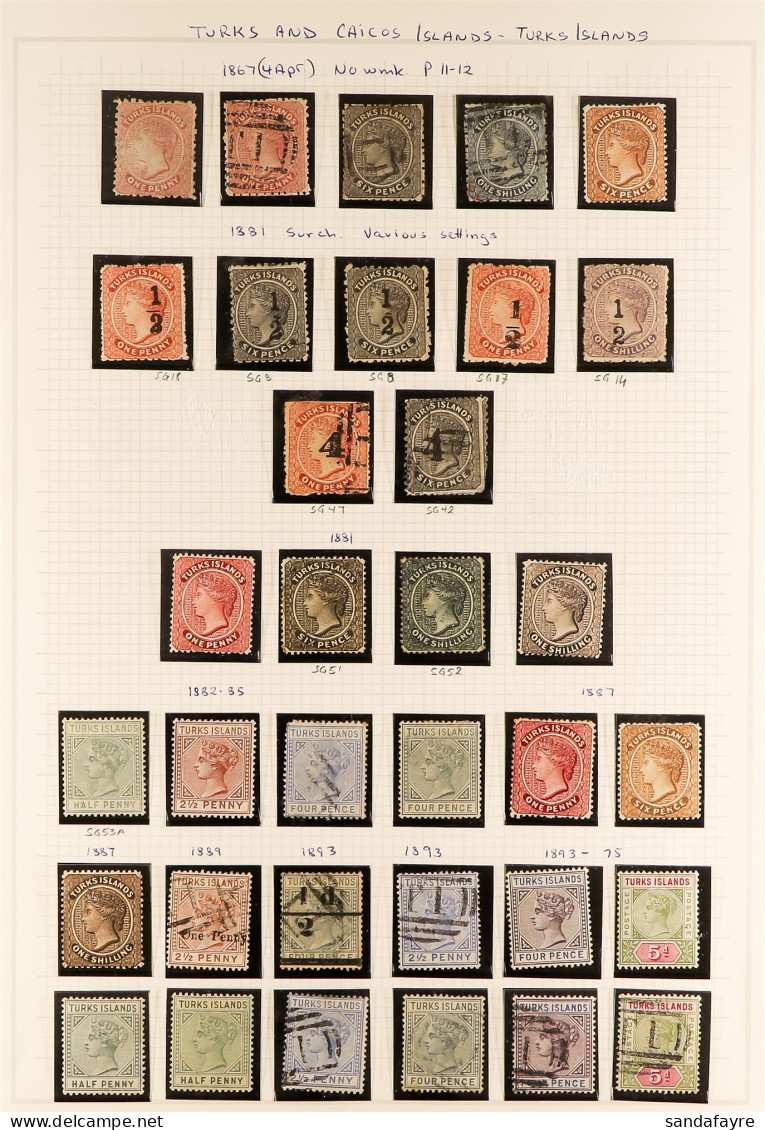 1867 - 1909 COLLECTION Of 57 Mint & Used Stamps, Note 1867 1d (2, One Unused), 6d & 1s Used, 1881 '?' On 1d (2) SG 17/18 - Turks & Caicos