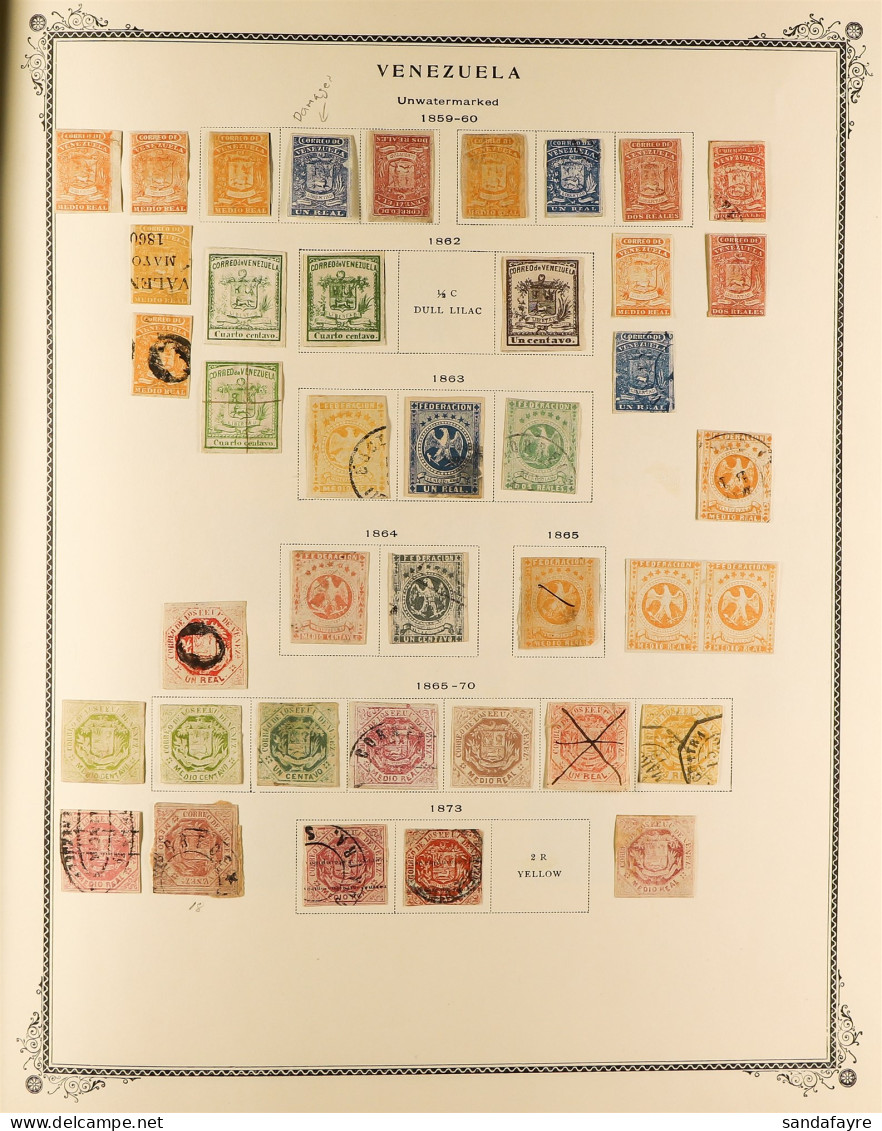 1859 - 1976 COLLECTION Of 1500+ Mint & Used Stamps In Album, Note 1859-62 Coat Of Arms, 1863-64 Set, 1865-70 Vals To 2r, - Venezuela