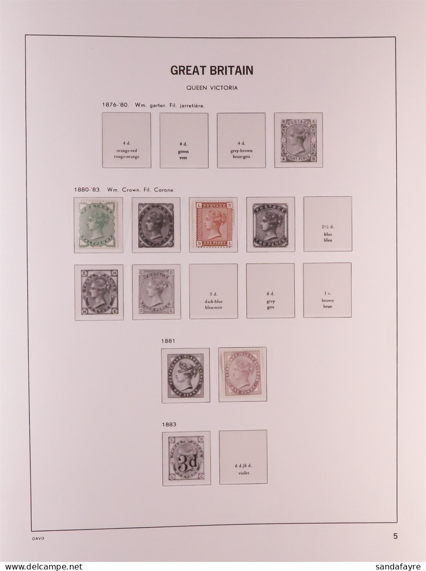 1880 - 1910 MINT COLLECTION Of 35 Stamps On Several Davo Hingeless Great Britain Album Pages, Includes Official Stamps,  - Autres & Non Classés