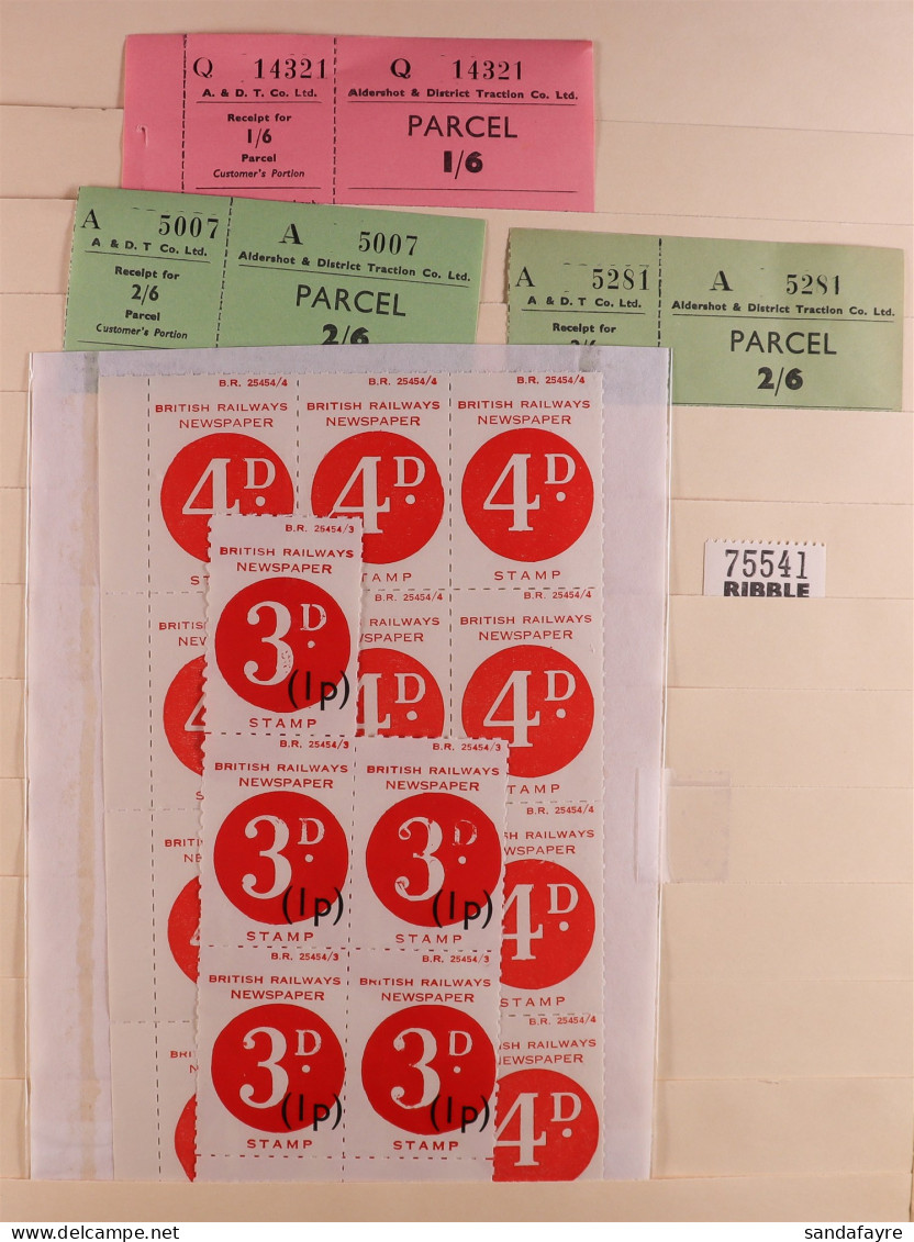RAILWAY & BUS COMPANY PARCEL STAMPS Large Binder Containing A Collection / Stock Of Unused Stamps For Railway, Coach Mot - Autres & Non Classés