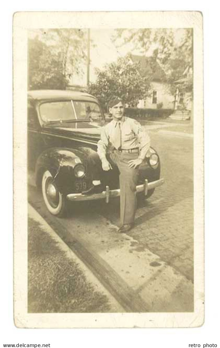 Photo Automobile 1946, Soldat Américain, United Photo-service, Kenosha, Wisconsin, Usa - Automobile