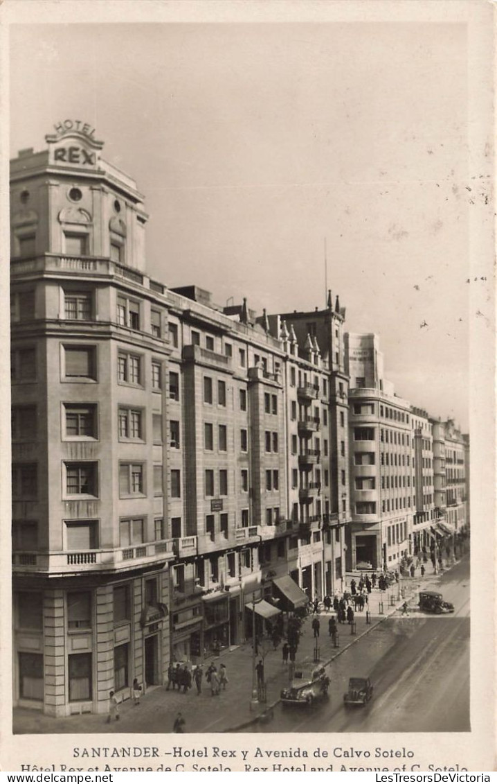 ESPAGNE - Santander - Hotel Rex Y Avenida De Calvo Sotelo - Carte Postale Ancienne - Cantabria (Santander)