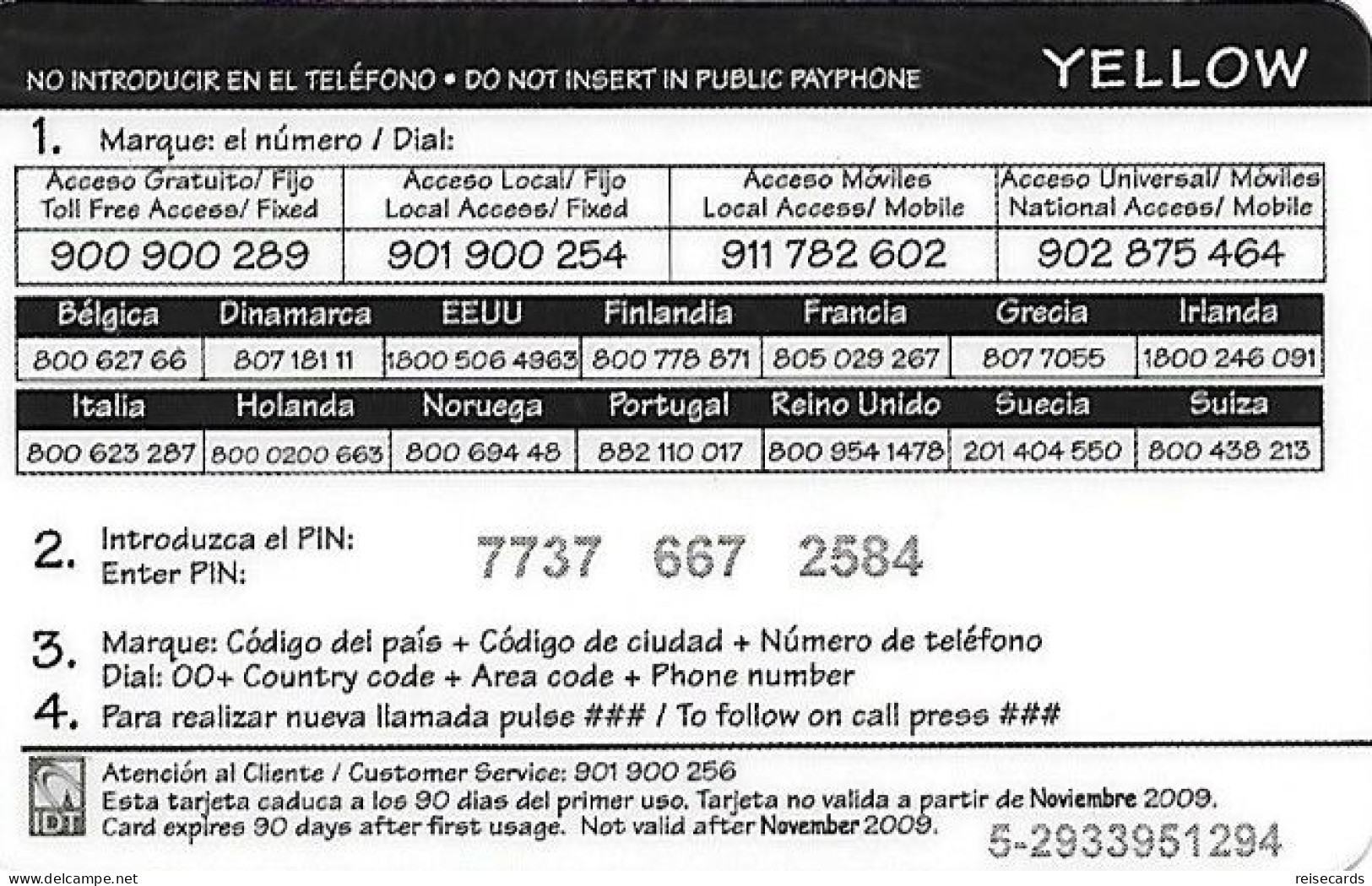 Spain: Prepaid IDT - Yellow 11.09 - Sonstige & Ohne Zuordnung