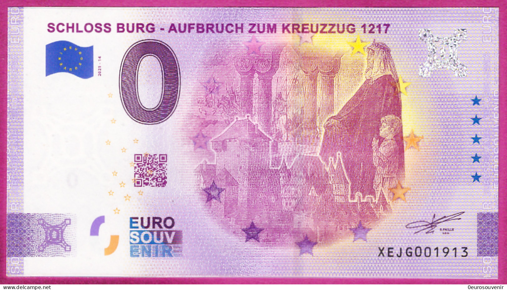 0-Euro XEJG 2021-14 SCHLOSS BURG - AUFBRUCH ZUM KREUZZUG 1217 - Essais Privés / Non-officiels