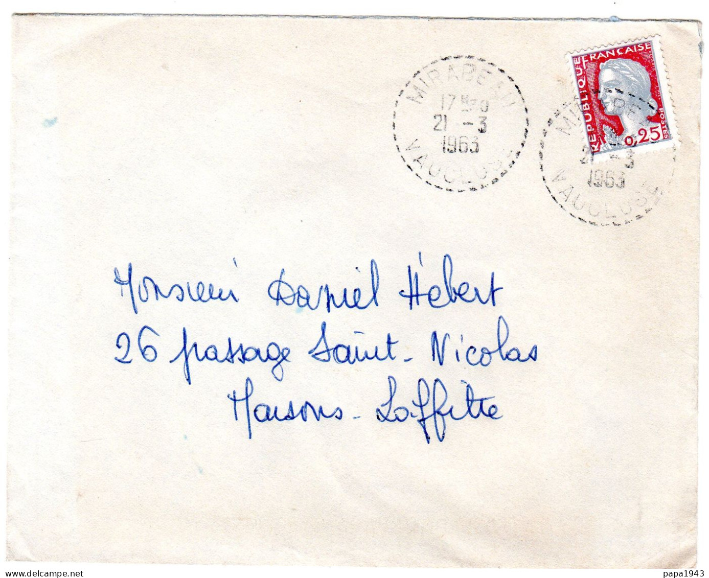 1963  CAD PERLE De MIRABEAU 84 - Lettres & Documents