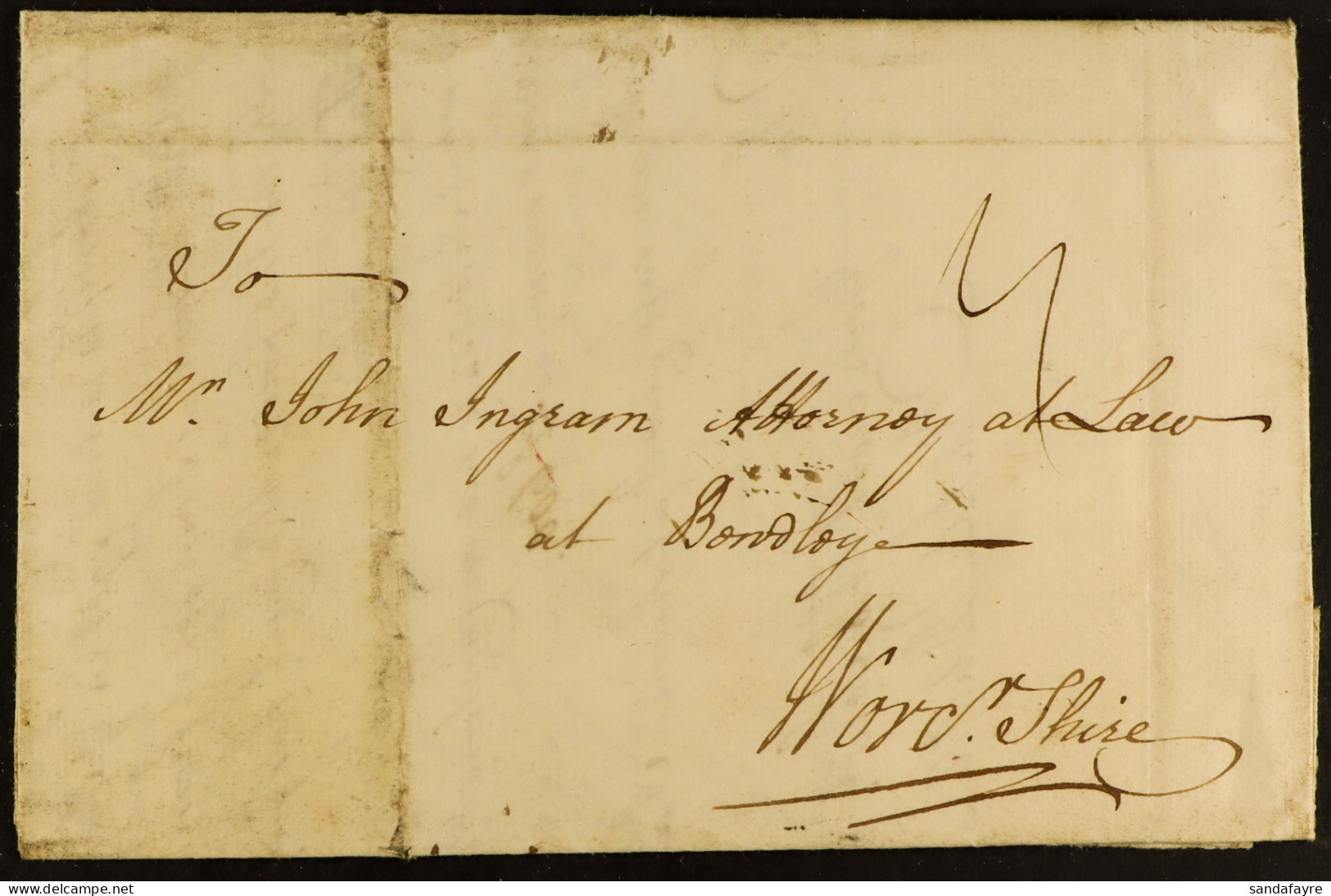 STAMP - 1740 (26 Feb) Entire Letter From Chancery Office To Bewdley, Bearing '26/FE' BISHOP MARK On Reverse. Usual Filin - ...-1840 Voorlopers